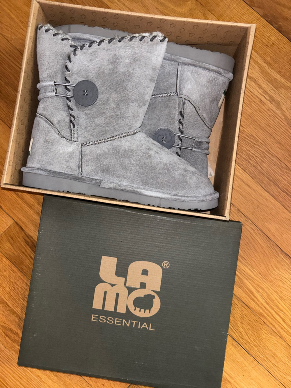 Lamo Men’s Gray Suede Button-Detail Boots